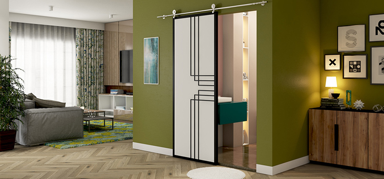 sliding bathroom door installation in Williams